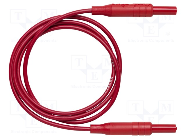 Test lead; 10A; 4mm banana plug-4mm banana plug; insulated; red
