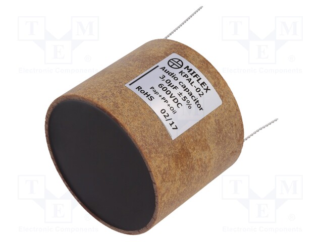 Capacitor: aluminum-polypropylene-paper; 3uF; 600VDC; ±5%; 0.004