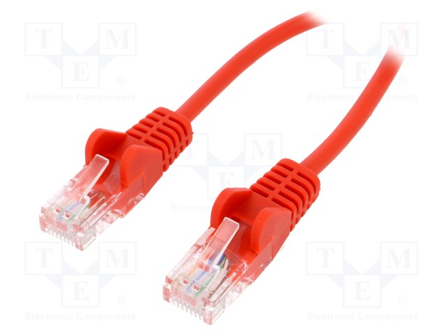 Patch cord; U/UTP; 5e; stranded; CCA; PVC; red; 3m; 26AWG