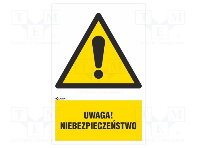 Safety sign; warning; Mat: PVC; W: 200mm; H: 300mm