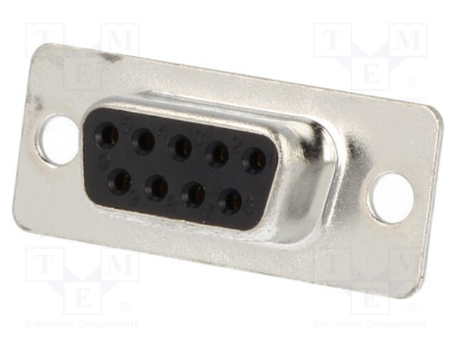 D-Sub; PIN: 9; plug; female; stamped and formed contacts; black