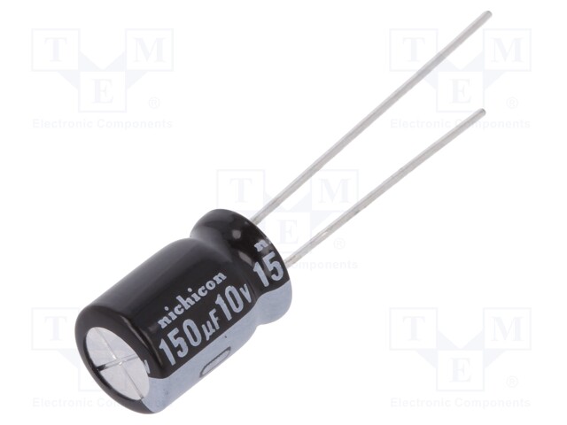 Capacitor: electrolytic; THT; 150uF; 10VDC; Ø8x11.5mm; Pitch: 3.5mm