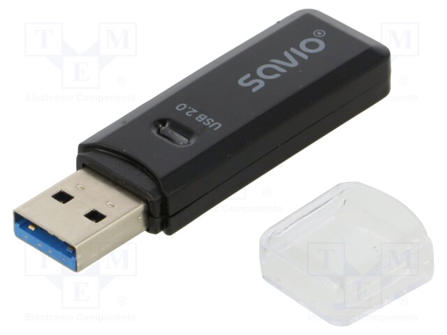 Card reader: memory; USB A plug; USB 2.0; PnP; 480Mbps