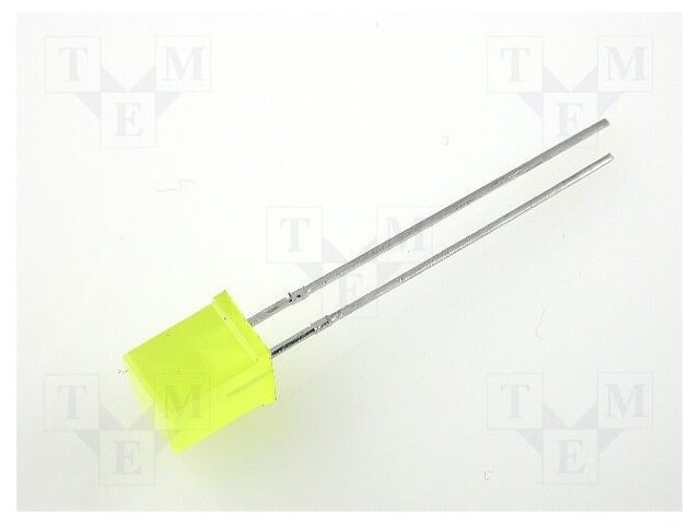 LED; square; 5x5mm; yellow; 3mcd; 110°; Front: flat; 20mA; 2.1÷2.5V