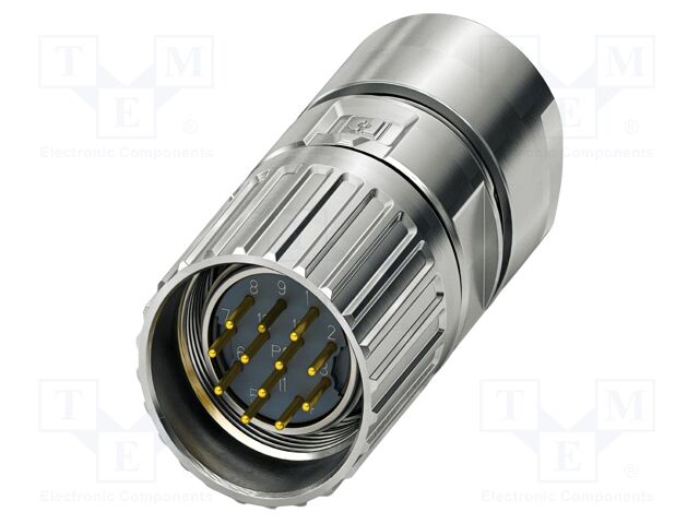 Connector: M23; plug; PIN: 12; crimped; straight; M23 PRO; 8A; 150V
