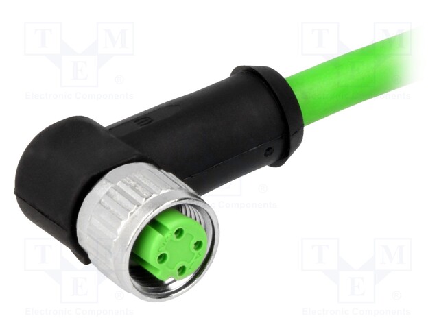 Plug; M12; PIN: 4; female; D code-Ethernet; 2m; Insulation: PVC