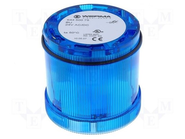 Signaller: lighting; continuous light; Colour: blue; Usup: 24VDC