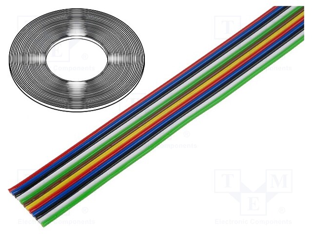 Wire: ribbon; stranded; Cu; 12x0,12mm2; unshielded; PVC; 300V; 50m