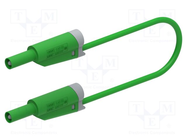 Test lead; 20A; banana plug 4mm,both sides; Len: 1m; green