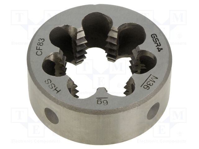 Threading die; M36; 4; high speed steel; H: 25mm; Øout: 65mm