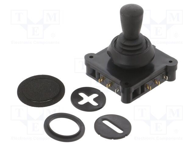 Joystick; Stabl.pos: 1; DC load @R: 4A/30VDC; Contacts: SPDT x4