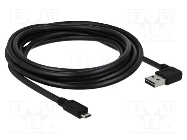 Cable; USB 2.0; gold-plated; 3m; black; 24AWG,28AWG; 480Mbps