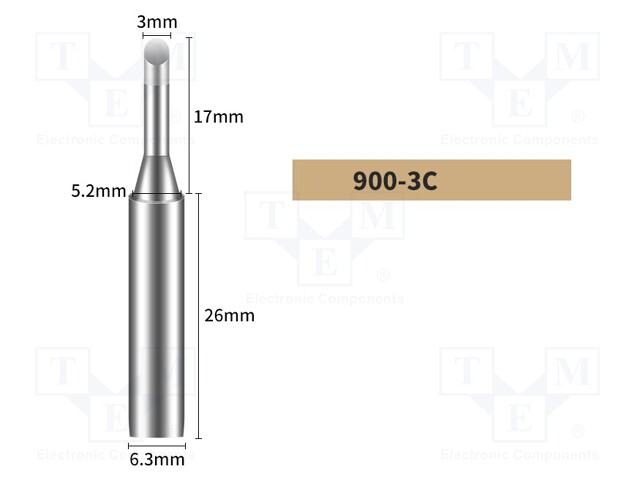 Tip; hoof; 3mm; for soldering station; BK969