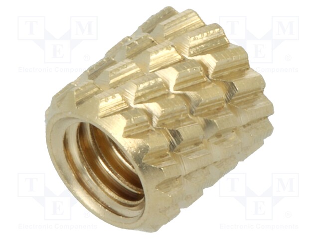 Threaded insert; brass; without coating; M5; L: 5.9mm; Øout: 7mm
