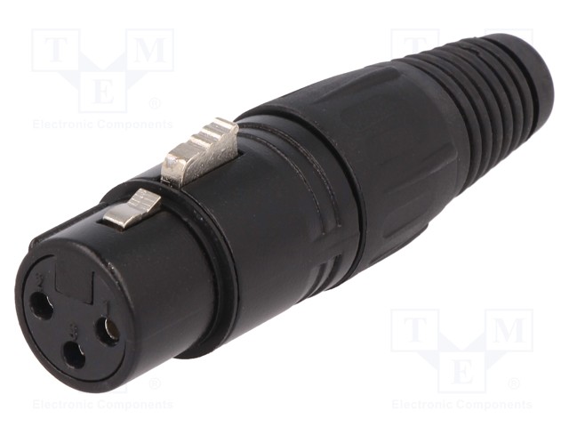 Plug; XLR; female; PIN: 3; straight; for cable; soldering; black