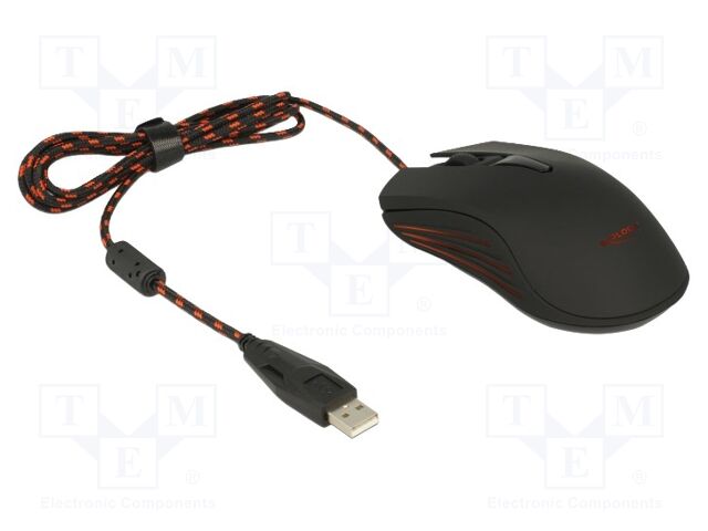 Mouse; black,red; USB A plug; optical,wired; 1.8m; No.of butt: 4