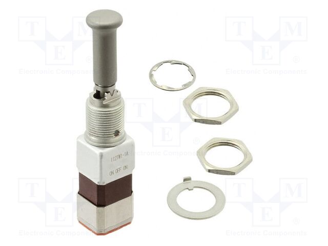 Switch: toggle; Pos: 3; DPDT; ON-OFF-ON; 5A/125VAC; 5A/30VDC