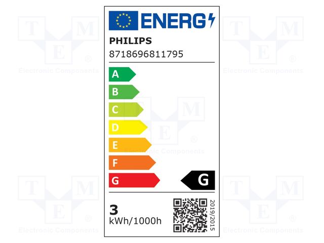 LED lamp; warm white; E27; 230VAC; 210lm; 3W; 36°; 2700K; CRImin: 80