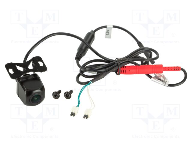 Rear view camera; 115°; black; 12VDC,24VDC; Kit: camera; screw