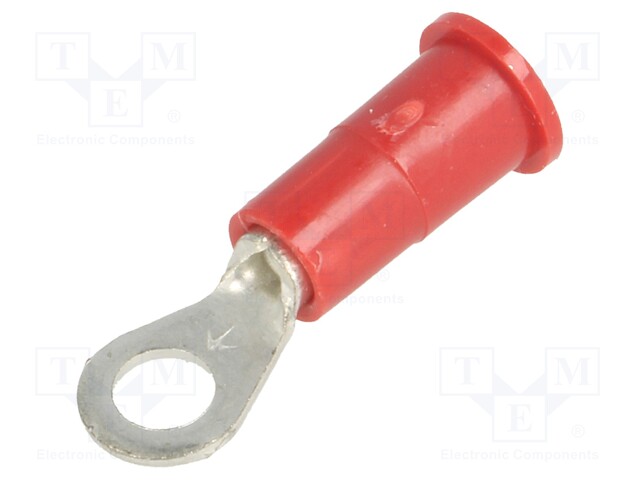 Ring terminal; M3,5; Ø: 3.66mm; crimped; for cable; insulated; red