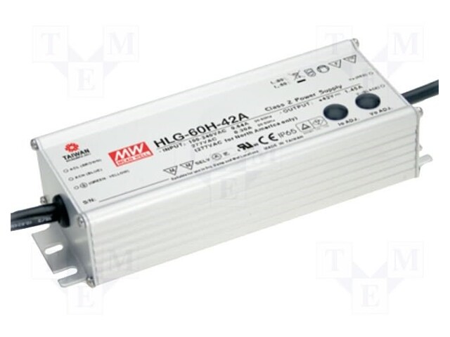 Power supply: switched-mode; LED; 60W; 20VDC; 17÷22VDC; 1.8÷3A