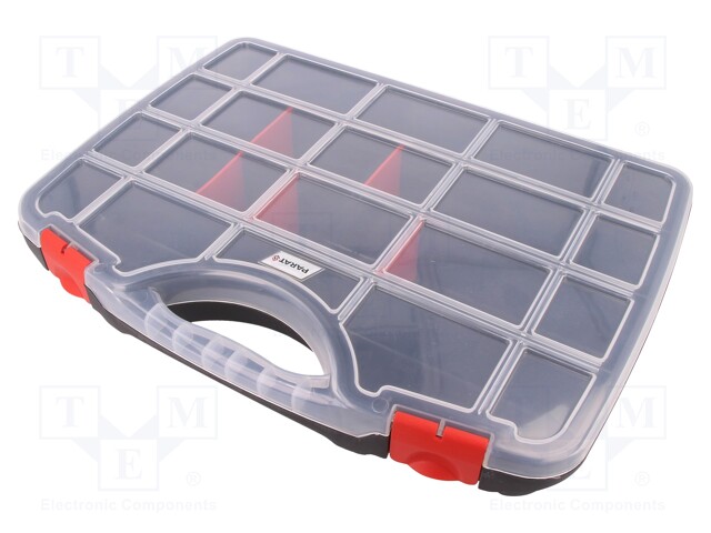Container: compartment box; 390x290x60mm; black; polypropylene