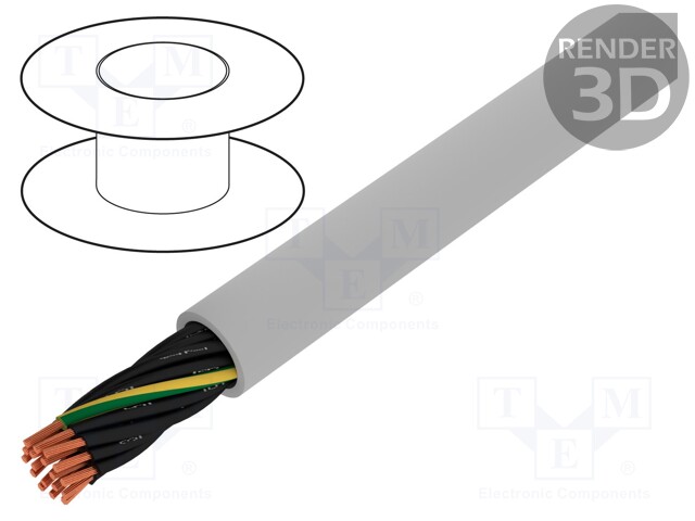 Wire; stranded; Cu; JZ-500-PUR; 18G0,5mm2; unshielded; grey; PUR