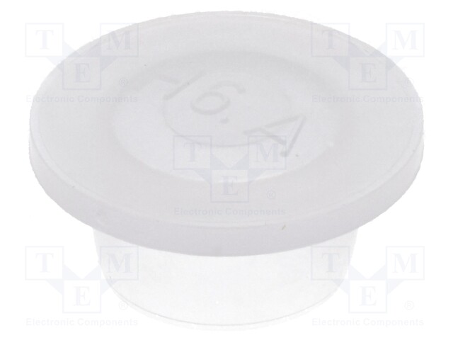 Plugs; Body: semi-transparent; Out.diam: 17.1mm; H: 9mm; Mat: LDPE