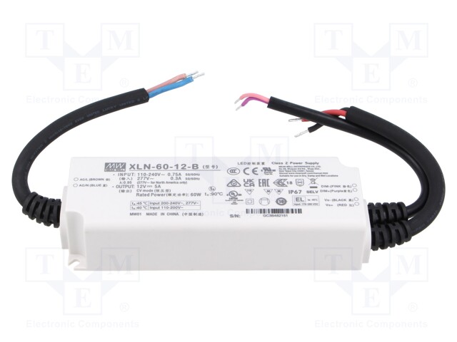 Power supply: switching; LED; 60W; IP67; XLN-60; -25÷90°C; OUT: 1