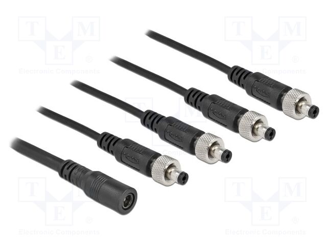 Cable; DC 5,5/2,1 plug x4,DC 5,5/2,1 socket; straight; black
