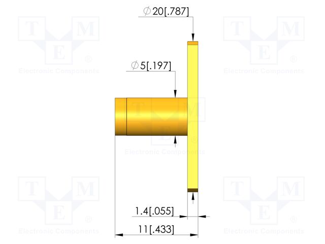 Test probe socket; gold-plated; KS-410; L: 11mm; test needles