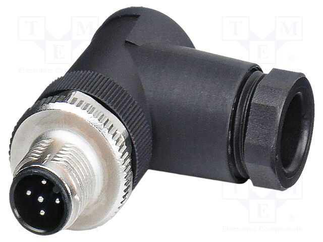 Connector: M12; plug; PIN: 5; 48V; angled; IP67; screw terminal; 4A