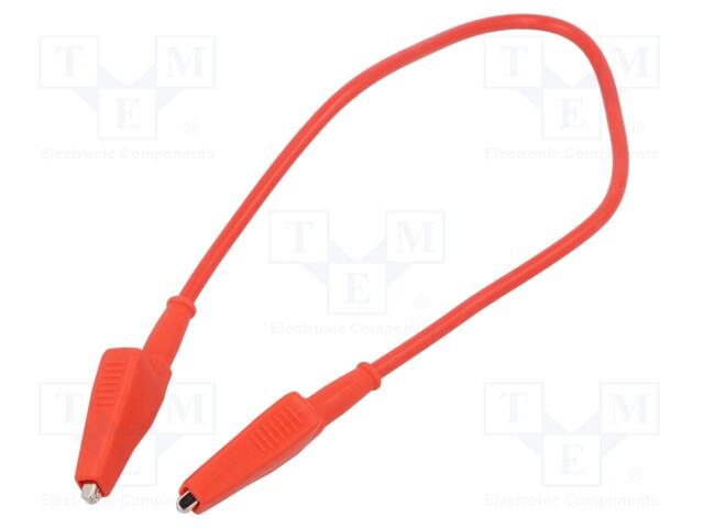 Test lead; Inom: 10A; Len: 0.3m; both sides,aligator clip; red