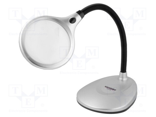 Desktop magnifier with backlight; Mag: x2/x5; 105mm; Mat: plastic