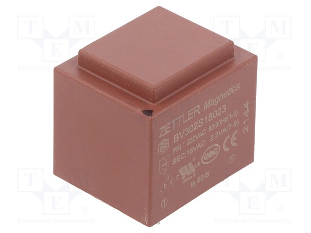 Transformer: encapsulated; 230VAC; 18V; Mounting: PCB
