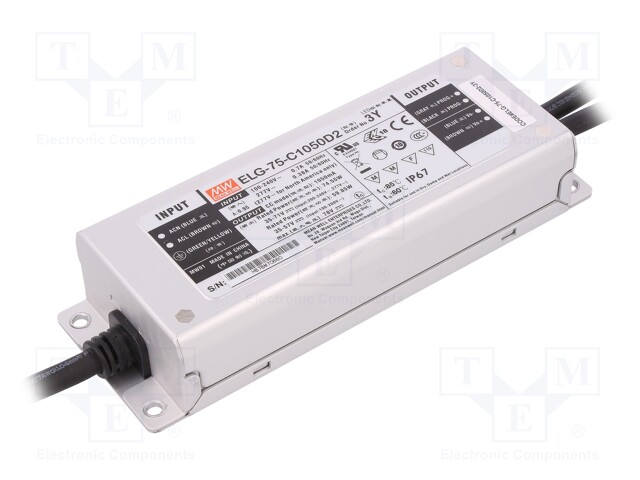 Power supply: switched-mode; LED; 74.55W; 35÷71VDC; 1.05A; IP67