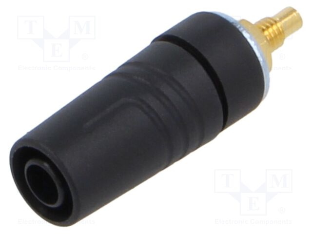Connector: 4mm banana; socket; 32A; 1kV; black; gold-plated; 40mm