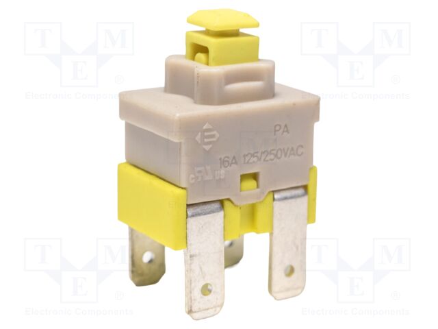 Switch: push-button; Pos: 2; DPST; 16A/250VAC; Rcont max: 20mΩ; PA5