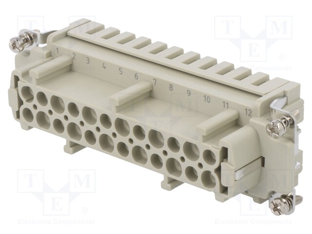 Connector: HDC; contact insert; female; DE; PIN: 24; 24+PE; crimped