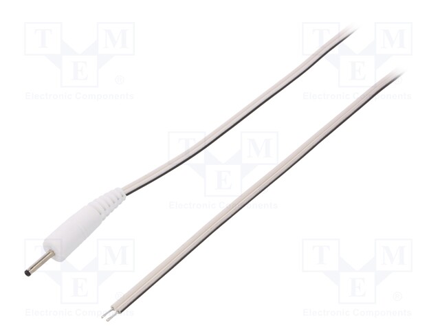 Cable; wires,DC 0,7/2,35 plug; straight; 0.5mm2; white; 1.5m