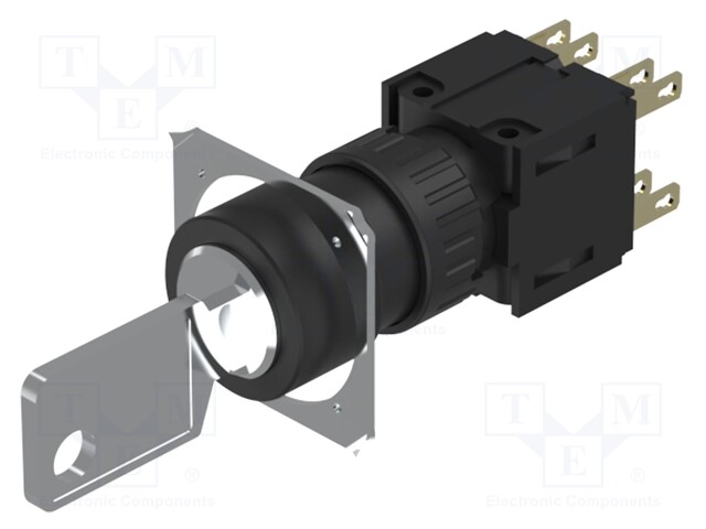 Switch: rotary with key; 22mm; Stabl.pos: 3; NC x2 + NO x2; Pos: 3