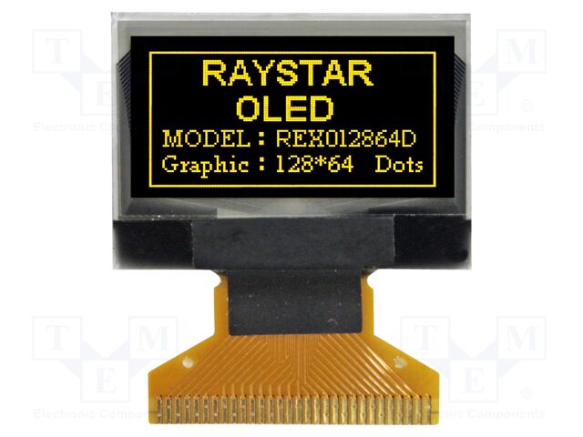 Display: OLED; graphical; 0.96"; 128x64; Dim: 26.7x19.26x1.26mm