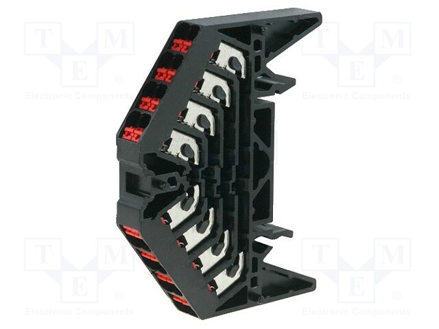 Splice terminal: rail; 1.5mm2; ways: 4; terminals: 16; black; 250VAC