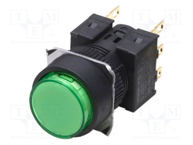 Switch: push-button; 16mm; DPDT; green; IP40; Pushbutton: round