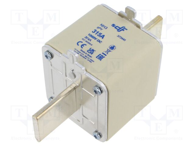 Fuse: fuse; gPV; 315A; 1kVDC; ceramic,silver; NH3