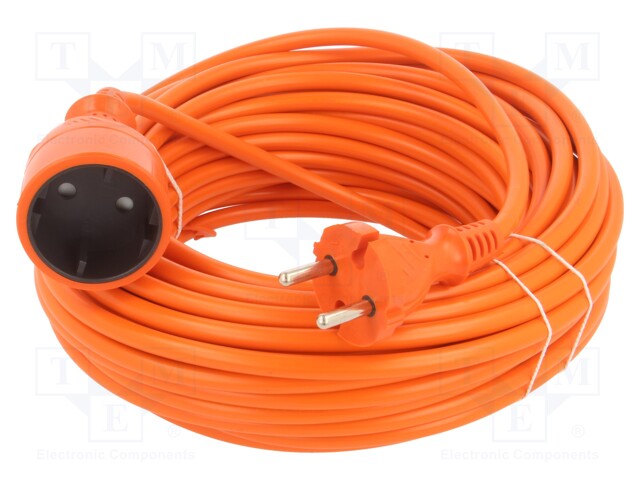 Extension lead; Sockets: 1; PVC; orange; 2x1,5mm2; 20m; 16A