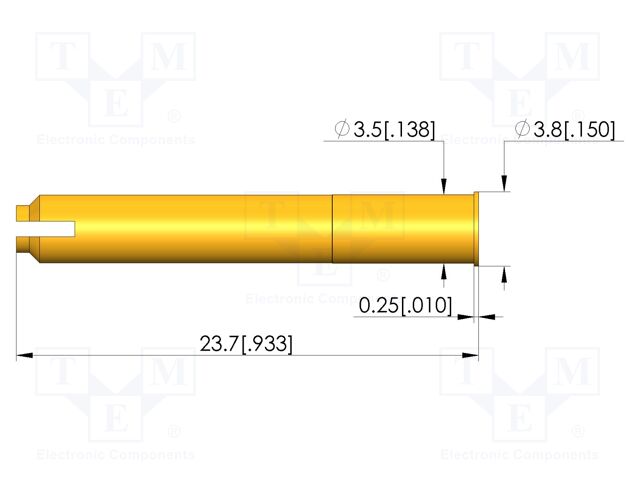 Test probe socket; gold-plated; Flange height: 0.25mm