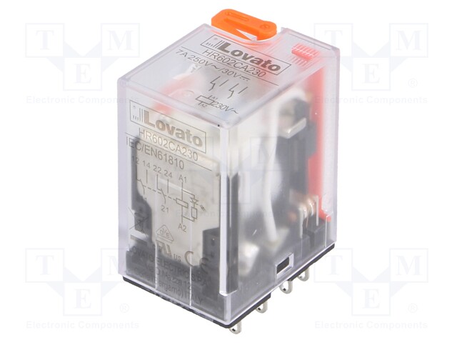 Relay: electromagnetic; DPDT; Ucoil: 230VAC; 7A/250VAC; 7A/30VDC