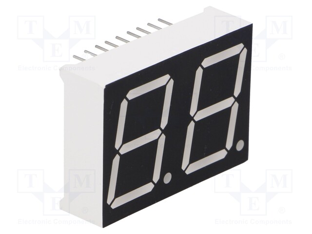 Display: LED; 7-segment; 20.32mm; 0.8"; No.char: 2; red; 11.6mcd
