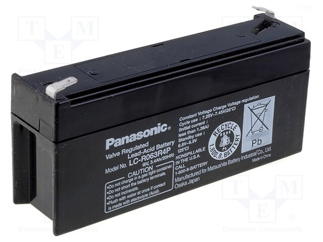 Re-battery: acid-lead; 6V; 3.4Ah; AGM; maintenance-free